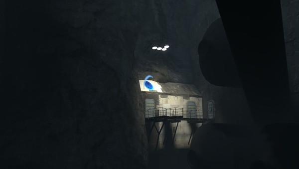 Portal 2 : Nachdem Sie mit dem Aufzug nach oben gefahren sind, müssen sie dort ein Portal platzieren.