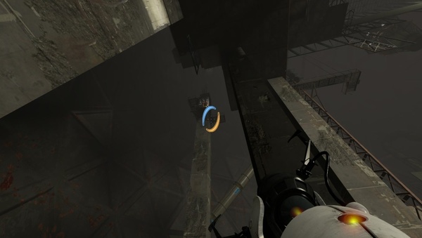 Portal 2 : Die weiße Wand in der Höhe ist gut versteckt.
