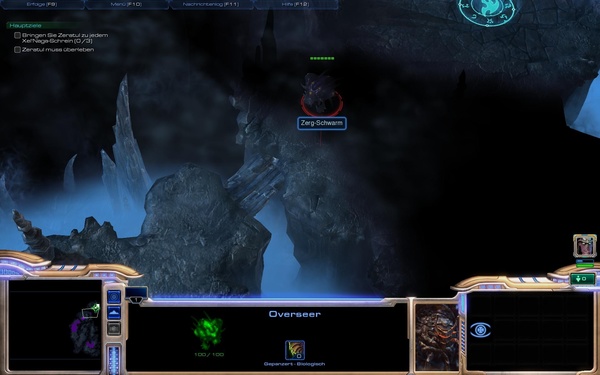 Komplettlösung zu StarCraft 2 : Die Zerg-Overseer enttarnen Zeratul, nutzen Sie das Leerengefängnis gegen sie.