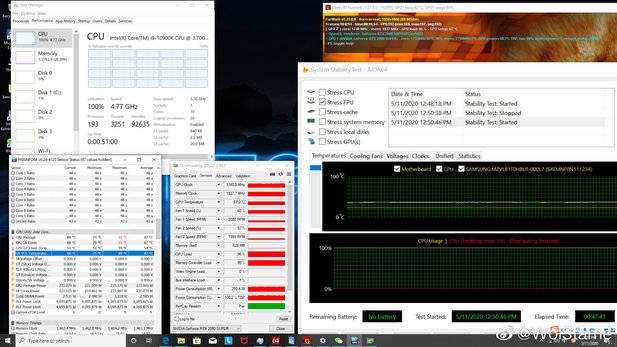 Test results of the i9 10900K